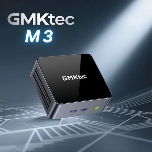 GMKtec Мини-ПК GMKtec M3 (Intel Core i5-12450H, RAM 8 ГБ, SSD 256 ГБ, Intel Graphics, Windows 11 Pro), черный
