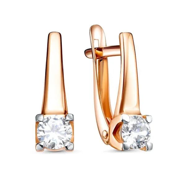 Серьги женские с фианитами из красного золота 375 пробы 585GOLD