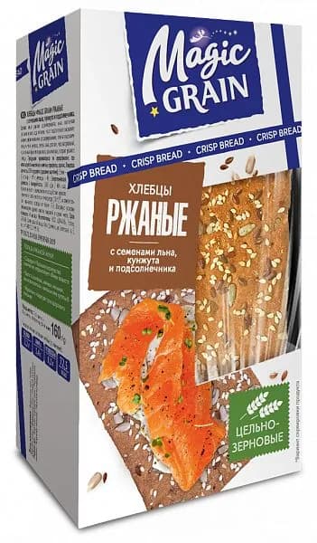 Magic Grain Хлебцы Ржаные, семена льна, кунжут, 160 г