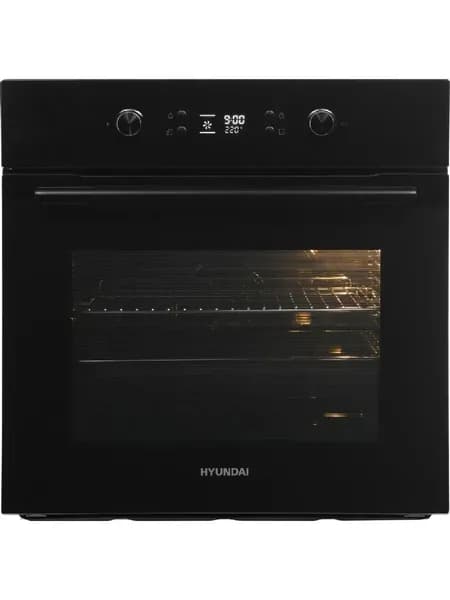 Духовой шкаф электрический Hyundai HEO 6650 BG, 70 л, 3000 Вт, 10 режимов, гриль, конвекция, телескопические направляющие, черный