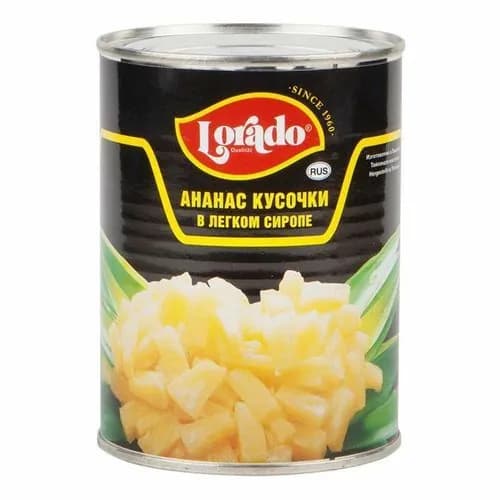 Lorado Ананасы кусочки в сиропе, 850 мл