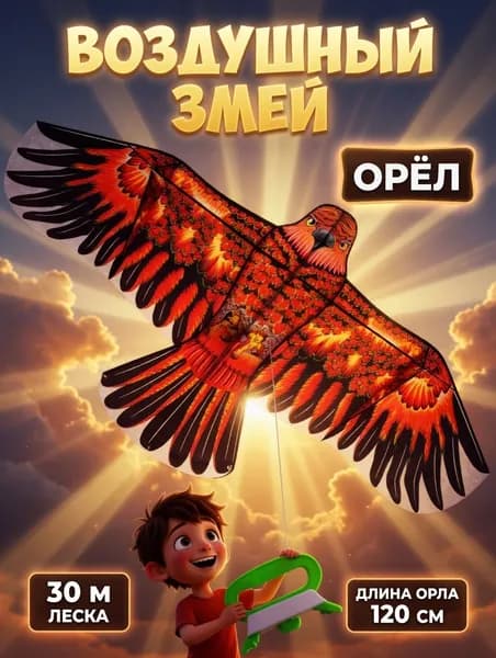 Воздушный змей для взрослых и детей Орёл,уличная игрушка, Змей воздушный