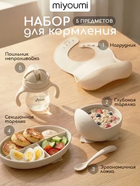 Набор детской посуды для кормления силиконовый