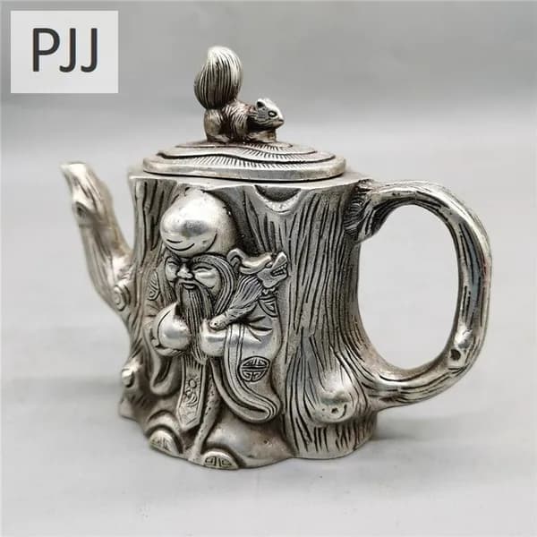 Чайник винтажный серебряный металл, ретро дизайн, 1.5 л, для плиты