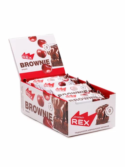 ProteinRex Пирожное Брауни Вишня протеиновое 12 шт по 50 гр