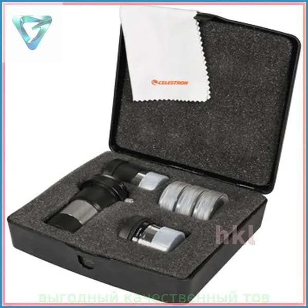 Эксклюзивный комплект Celestron AstroMaster 94307 для телескопа включает два окуляра, линзу Барлоу, три светофильтра, салфетку для оптики и пластиковый кейс