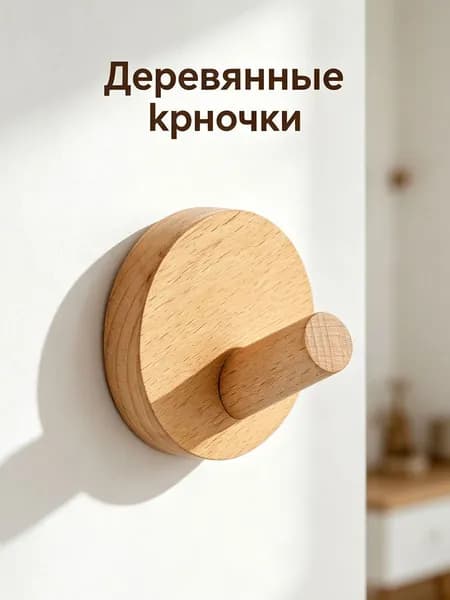 Деревянные самоклеящиеся крючки для домашнего использования, не требующие сверления.