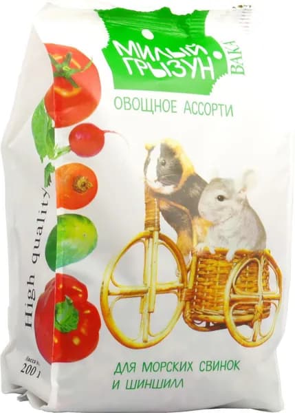 Вака High Quality Милый Грызун - Овощное ассорти для шиншилл и морских свинок, 200 гр (1 шт.)