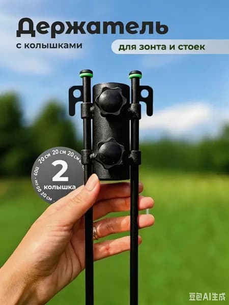 Бур для зонта пляжного с 2 колышками 20 см для песка и земли