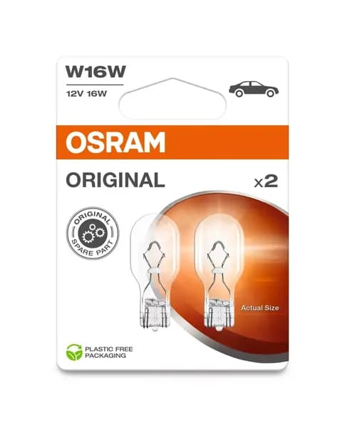 Лампы автомобильные W16W 12V-16W (W2,1x9,5d) (к.у.2шт.) OSRAM