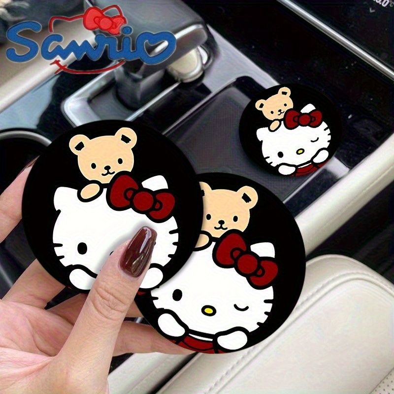 2 упаковки акриловых подставок в стиле аниме в стиле Санрио, включая Hello Kitty и плюшевых мишек, идеально подойдут для придания привлекательности интерьеру вашего автомобиля
