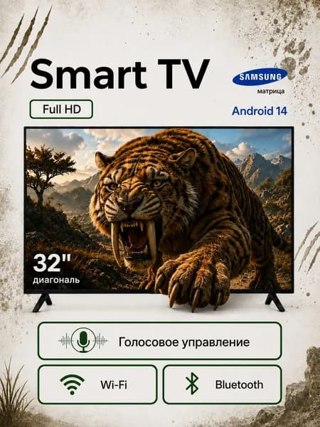 SMART TV Телевизор 32″ Full HD, черный