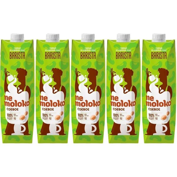 Напиток соевый Nemoloko Barista 1,4% 1 л, набор: 5 штук