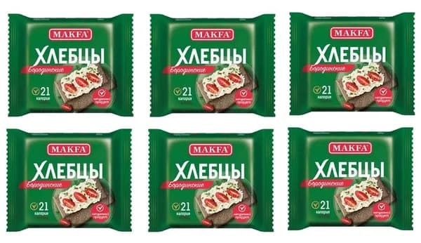 Makfa Хлебцы Бородинские, хрустящие, запеченные, 60 г, 6 уп