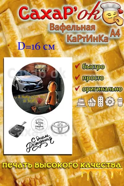 Вафельная картинка для торта. С днем рождения. Украшение на торт. Декор для торта. Съедобные картинки.