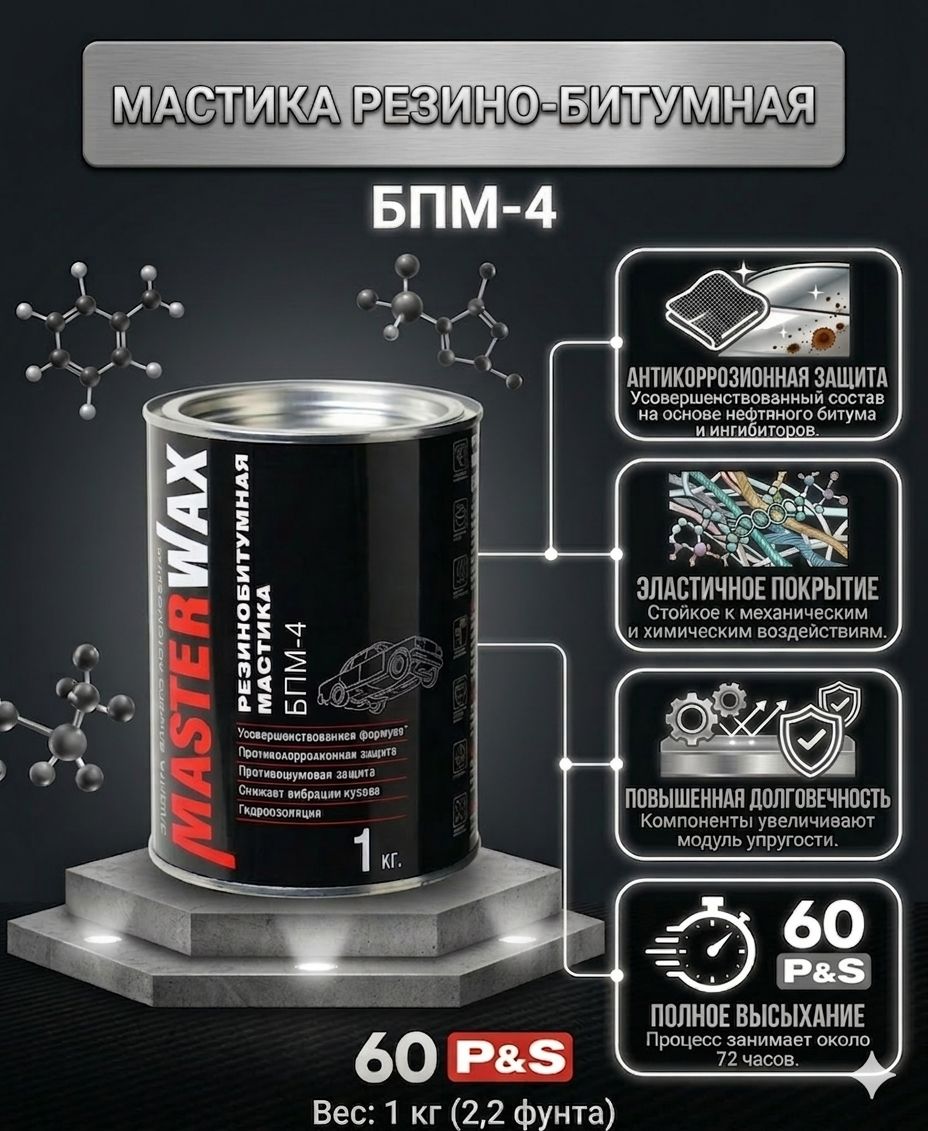 Мастика MASTERWAX БПМ-4, гидроизоляционная, ж/б 1 кг.