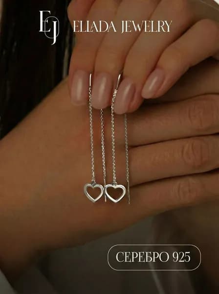 Серебряные серьги сердечки, SOROKIN JEWELRY