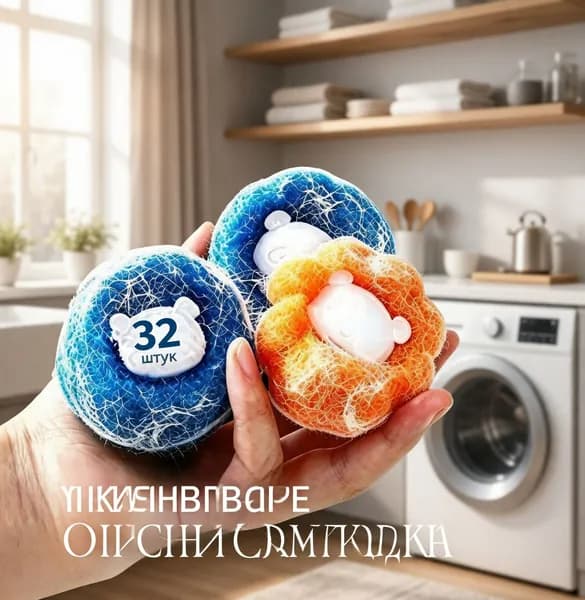 Шарики для стирки от шерсти и волос 32шт, в стиральной