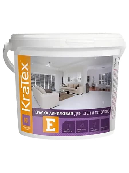 Краска для стен и потолков акриловая "KRATEX" 3кг