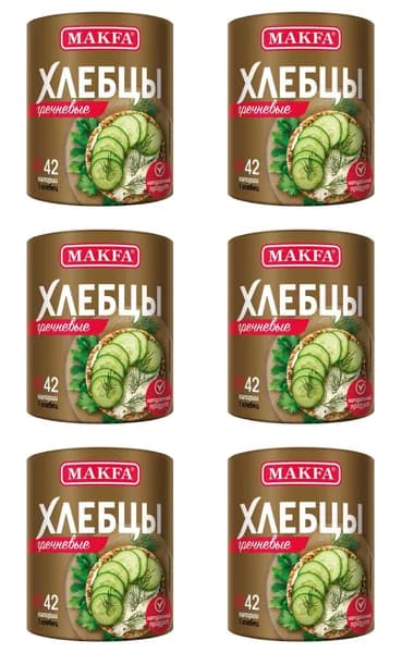 Makfa Хлебцы круглые гречневые хрустящие зерновые, 100 г, 6 шт