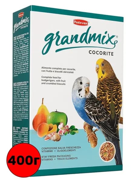 PADOVAN GRANDMIX Cocorit 400г Корм Основной для Волнистых Попугаев