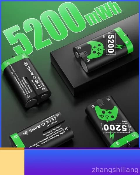 4 аккумулятора + зарядная база для Xbox One/Series X/S , 5200 mWh , Комплект для геймпада , Быстрая зарядка ,Чёрные