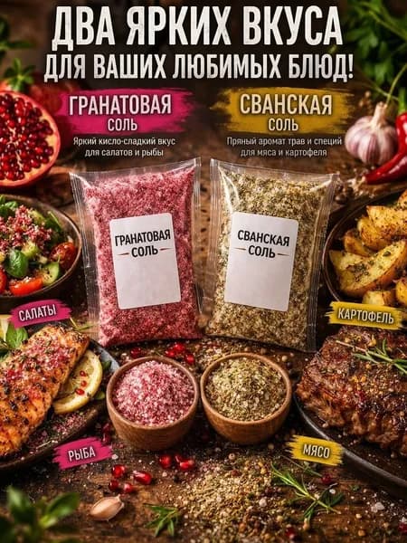 Набор солей 2 шт 200гр. Гранатовая и Сванская отлично подходит к мясу