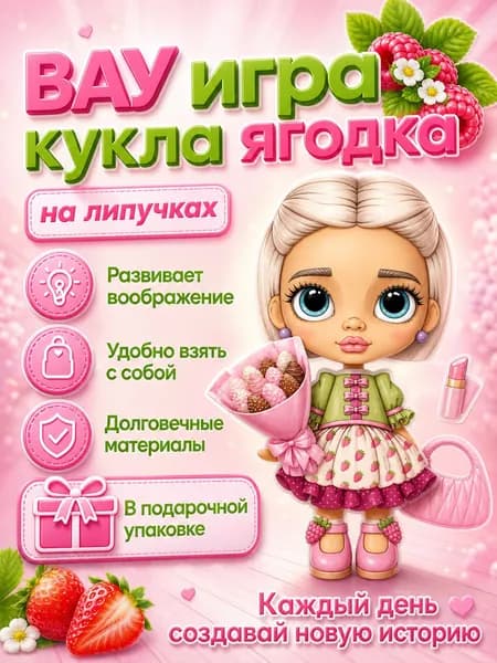 Игры на липучках "КУКЛА ЯГОДКА"