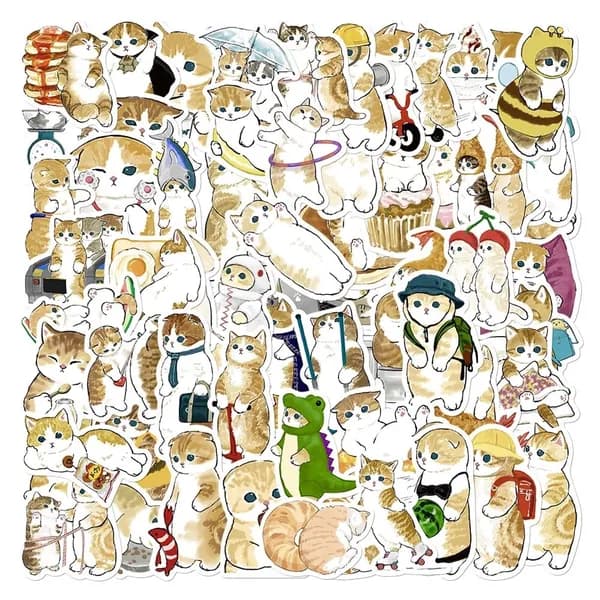 Наклейки котики, 64шт