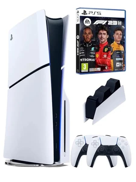 PS5 (ПС5) Игровая приставка Sony PlayStation 5 Slim +2-й геймпад(белый)+зарядное+игра Формула 1, 1000ГБ