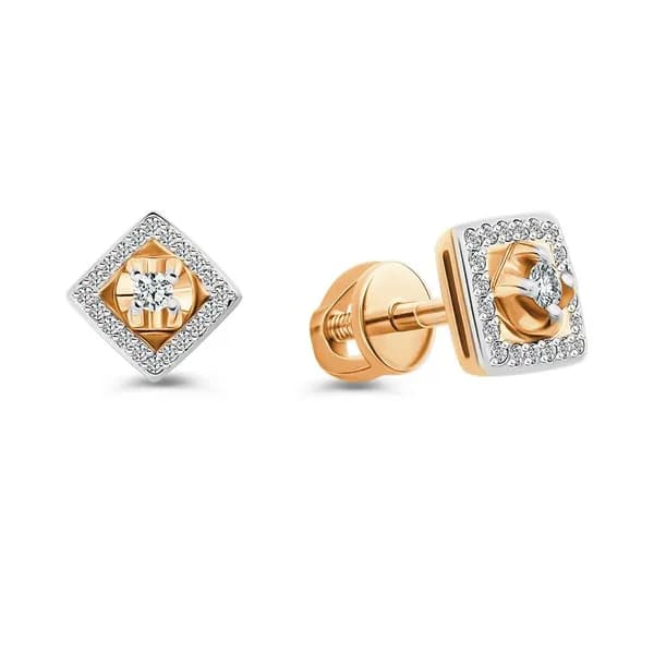 Серьги женские с бриллиантами из красного золота 585 пробы 585GOLD