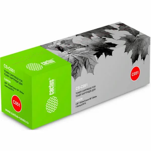 Картридж лазерный Cactus CS-C051 black (1700стр.) для Canon LBP 62dw/MF 264dw/267dw/269dw (CS-C051)