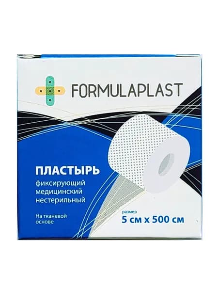 Лейкопластырь рулонный 5*500см на тканевой основе белый "FormulaPlast"