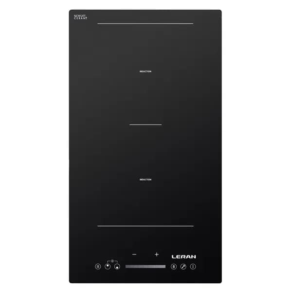 Индукционная варочная панель LERAN EIH 3533 BG компактная, 27 см, 2 конфорки, немецкая стеклокерамика, 3500 Вт, Flex-зона, автоотключение, черная