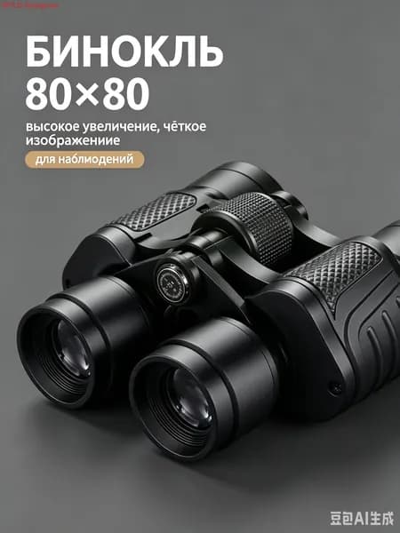Двухглазный бинокль 80x80 высокого увеличения с слабой ночной видимостью, встроенный компас, оптика с многослойным покрытием для четкого наблюдения Луны, подарочный набор для походов,