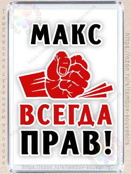 Магнит на холодильник "Макс всегда прав"