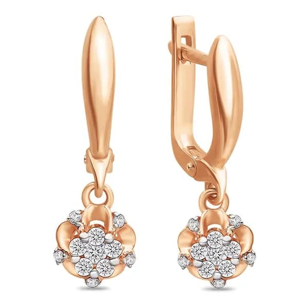 Серьги женские с бриллиантами из красного золота 585 пробы 585GOLD