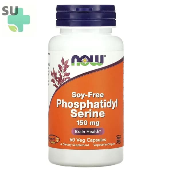 NOW Foods, Soy-Free Phosphatidyl Serine, Без сои, 150 мг, 60 вегетарианских капсул