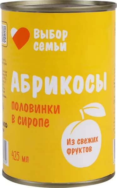 Абрикосы ВЫБОР СЕМЬИ половинки в сиропе, 425мл