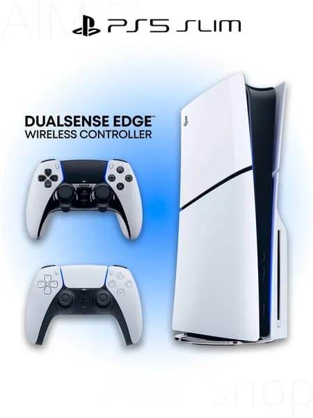 Игровая приставка Sony PlayStation 5 Slim с дисководом + 2 геймпад Dualsence EDGE (белый, White)