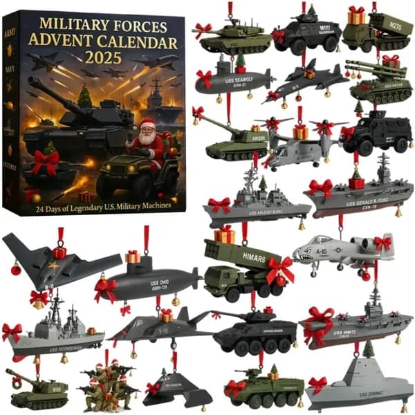 Календарь Адвента с военной тематикой, 24 фигурки техники из акрила