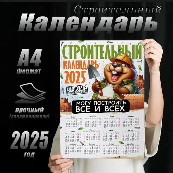 Строительный календарь 2025, размер 21х30 см. ламинированный