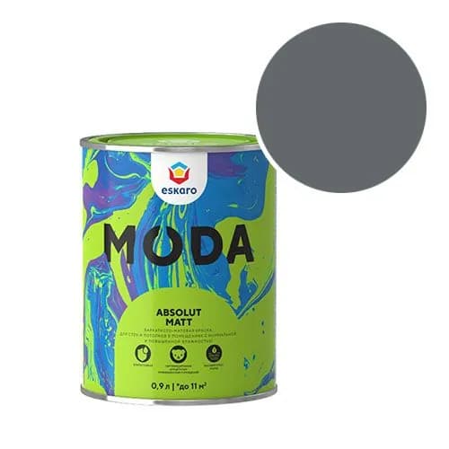 Краска моющаяся Eskaro Moda Absolut Matt RAL 7012 (Базальтово-серый - Basalt grey) 0,9 л
