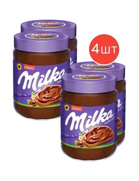 Паста Milka ореховая с добавлением какао 350г 4шт