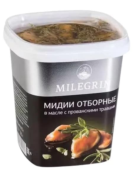 Мидии Milegrin Отборные филе в масле с прованскими травами 415 г