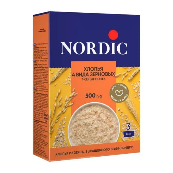 Хлопья 4 вида зерновых Nordic 500г
