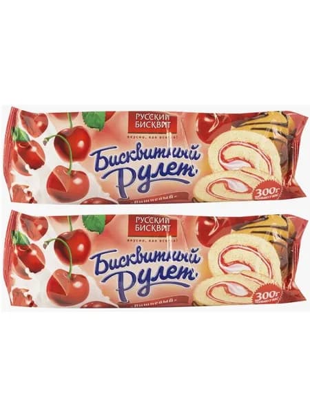 Рулет Русский Бисквит вишня 300 г 2 шт