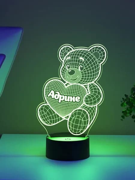 Ночник «Адрине - медвежонок и сердце»