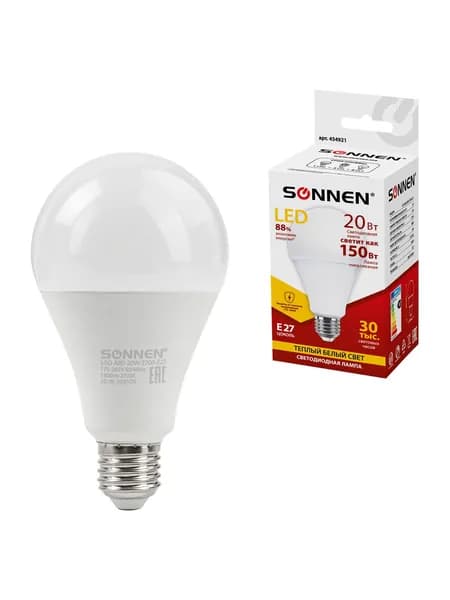 Лампа / лампочка светодиодная энергосберегающая лед / led E27 груша теплый белый, 30000 ч
