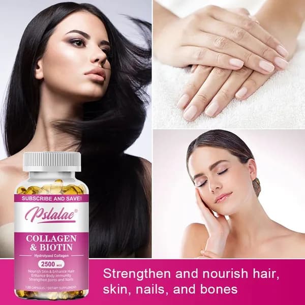 Биологически активная добавка Pslalae Collagen and Biotin Capsules - поддерживает здоровье кожи, волос и ногтей, а также укрепляет иммунитет.